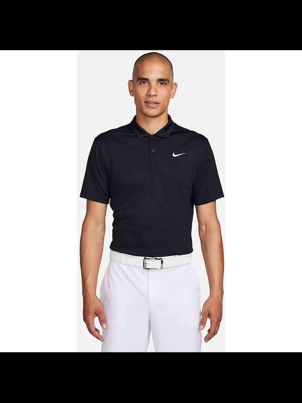 Nike Black Mens Polo with White Swoosh
